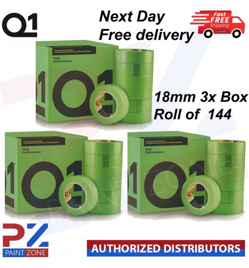 3X Q1 High Performance Green MASKING TAPE PREMIUM AUTOMOTIVE 18mm x 50mm